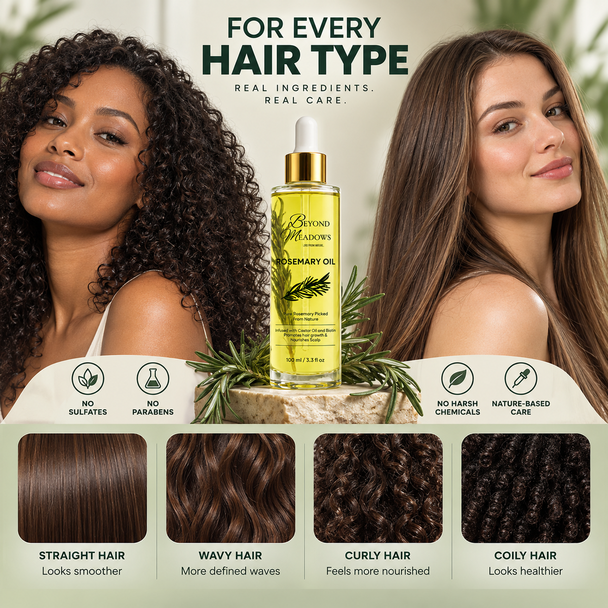 Organic Rosemary Oil for Hair Growth with Biotin, Castor Oil & Peppermint